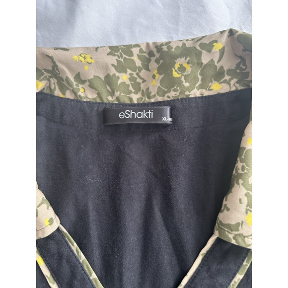 eShakti Floral Midi Length Fit and Flare Dress Womens Size 16 Black Green - Picture 4 of 10